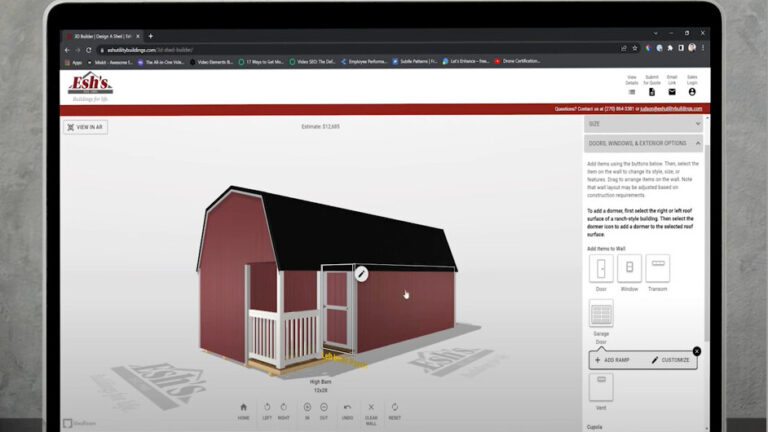 Showcase of shed models and how customers interact with them, providing insight into preferences and sales-driving features.