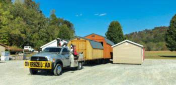 A truck and trailer for shed delivery in Tennessee