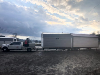 A truck and trailer ready for shed delivery in Tennessee