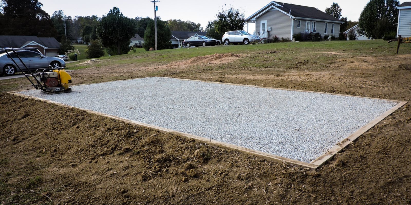 A gravel shed foundation in KY